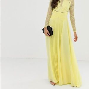 NWT ASOS Design Long Sleeve Lace Paneled Pleat Maxi